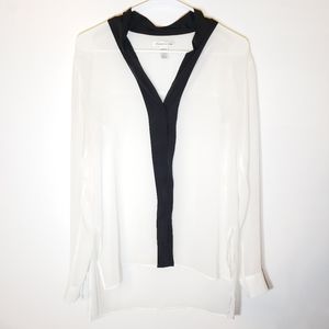 Kenneth Cole Sheer Black and White long blouse